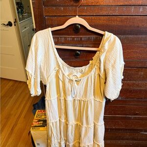 POL Cream Textured Tunic Top